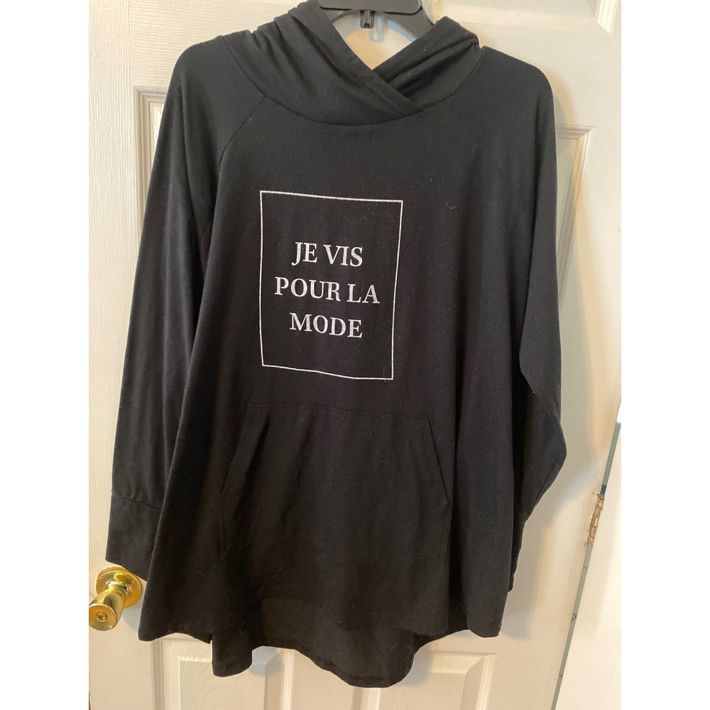 LuLaRoe Je Vis Pour La Mode Black Hoodie Graphic Sweatshirt 3XL Plus Size